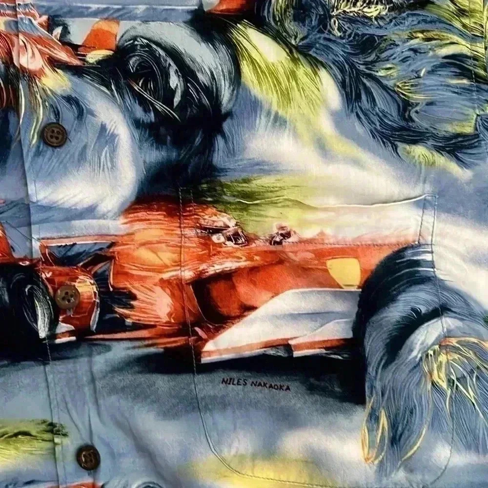 Reyn Spooner Sports Formula 1 Hawaiian Shirt large - Picture 2 of 9